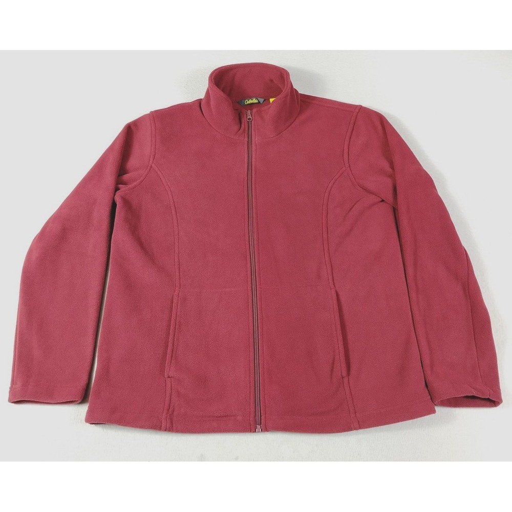 Cabela's Fleece Jacket‎ Womens Large Red Full Zip Gorpcore Outdoor Hiking Trail